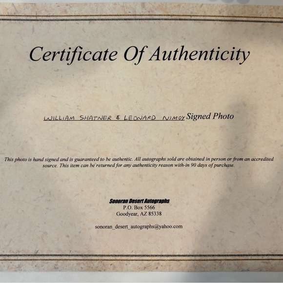 SOLD - Star Trek’s William Shatner & Leonard Nemoy Autographed photo with COA - Picture 2 of 2